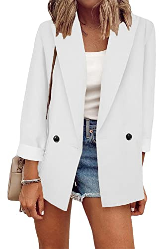 YMING Giacca Abito Formale Elegante da Donna Cappotto Sartoriale Blazer Primaverili Casual Blazer da Lavoro Autunnali Bianco L