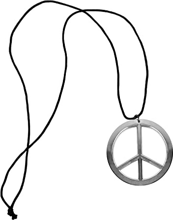 Oblique Unique® Hippie Peace Kette 60er 70er Jahre Flower Power Halskette Kostüm Accessoire Schmuck für Fasching Karneval Motto Party Feier