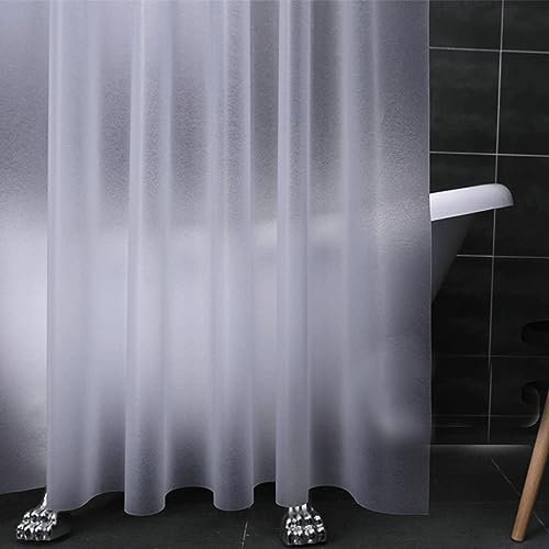 Mesnt Wasserdichter Duschvorhang, 80x180cm Duschvorhänge für Badezimmer mit C-Ringe aus Eva Halbtransparente, Matte Textur, Transparent