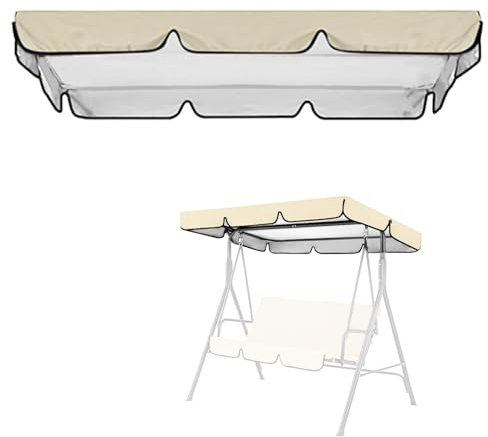 Tissting Sonnendach für Hollywoodschaukel 3 Sitzer, 164 x 114 x 15 cm 420D Silberbeschichtetes Oxford Gewebe wasserdichte Gartenschaukel Bezug Dachplane Sonnenschutz Ersatzdach, Beige