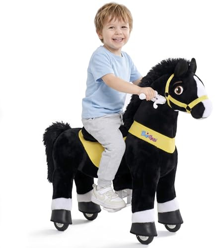 PonyCycle Esencial Modelo E Balancin Caballo con Ruedas Caballito para Montar Juguetes Exterior para Niños Regalo Cumpleaños Niños (con Freno/Talla 3 para 3-4 años) Caballo Negro - E338