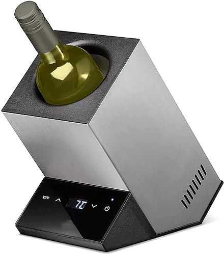 GEJLELDS Raffreddatore per Bottiglie di Vino, refrigeratore Elettrico per 750 ml di Vino o Champagne, Gamma di Temperatura da 5 a 18 °C, Idea Regalo cremagliera, Regali di Nozze,Silver