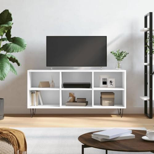 TJROO TV-Schrank, weiß, 103,5 x 30 x 50 cm, Holz, mehrschichtiges Holz, TV-Schrank, Holz, unter TV, TV-Schrank, TV-Schrank, Vitrine, Möbel für Wohnzimmer