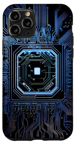 Carte mère Circuit Microchip Fond Noir Informatique Coque pour iPhone 11 Pro