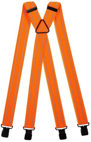Olata Men's X/Y-Shape Heavy Duty Reflective Braces, 40mm | Reflective heavy-duty 40mm braces with strong clips; adjustable high-visibility support for work.