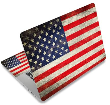 AIMSA Adesivo per computer portatile, decalcomania per computer portatile da 17 pollici da 17,3 pollici, copertura universale, adesivi decorativi per notebook, bandiera USA retrò