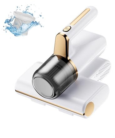 BesBet Aspirador De áCaros del Polvo, Elimina El 99,9% De AléRgenos Y áCaros del Polvo Aspiradora De Cama VibracióN De Alta Frecuencia, IluminacióN Ultravioleta Acaros Eliminar,White