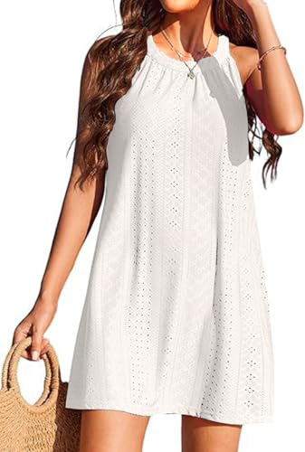 Cozyan Copricostume Donna Mare Vestito Stampato Ondulato Bikini Cover Up Senza Maniche Abito Vestiti Donna Scollo a V con Tasca Chiffon Copricostume Spiaggia da Mare