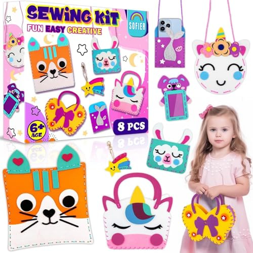 Augesak Nähset Kinder,Filz Nähen Kits,Bastelsachen für Mädchen,DIY Art Craft kreativ Bastelset Mädchen,Bastelset Kinder Ab 6+ Jahre,Nähset mit Stoff und Anleitung