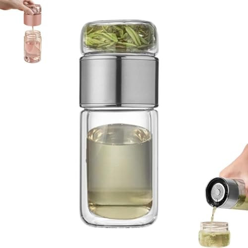 Infusifie Tea Infuser, Leak-Proof Double Glazed Design for Home and Office,Portable Tea Maker, Double Glazing, Wood Grain, Office Home Leakproof Stainless Drinking Cup