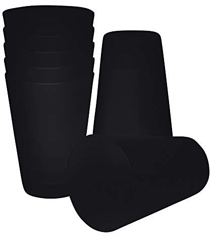 S&S-Shop Mugg 400 ml valbar färg och mängd, hårdplastmugg för fest, barnmugg, stapelbara plastmuggar 0,4 l, återanvändbara plastmuggar, tandborstkoppar och cocktailglas (30, svart)