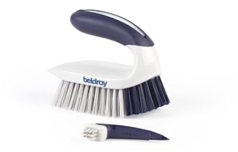 Beldray Tiefe Hand-Scheuerbürste für hartnäckige Flecken und Schmutz, doppelseitiges Schab- und Poke-Werkzeug, ergonomischer rutschfester Griff, langlebige, kratzfeste Borsten, Herdplatte, Fliesen und