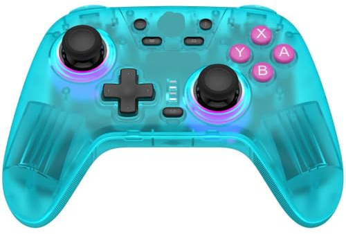 Gamepad Bluetooth inalámbrico con Joystick de Efecto Hall para Dispositivos Android y PC(Neon Teal)