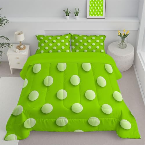 DLERFLOVR Edredón Relleno Nórdico Cama 150 Nórdico 4 Estaciones Estampado Lunares Verdes Edredón Puntos Kapoor Suave y Ligero con Fundas 220x240cm, Verde Limón