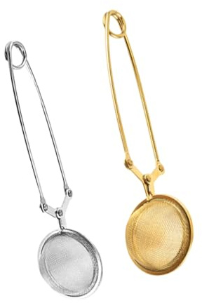 Filtro de Té de Acero Inoxidable 2 Piezas Colador Doméstico | Acabado Dorado y Plateado, Uso Sencillo y Ligero, para Hogar u Oficina