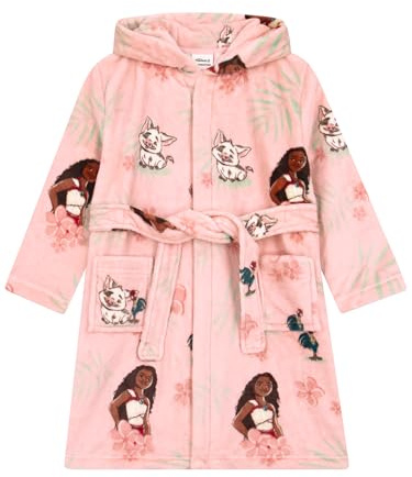 Disney Moana Girls Dressing Gown, Princess Moana Dressing Gown For Girls, Fluffy Fleece Kids Bathrobe, Pink 2-3 Years
