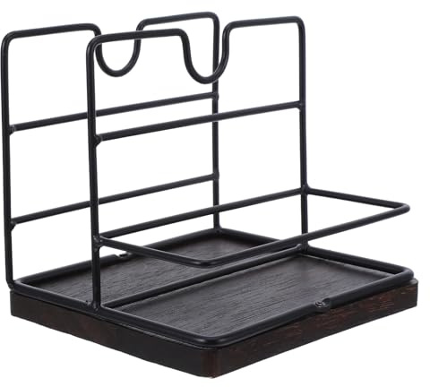 IWOWHERO Porte-Serviettes de Table en Bois Couleur Noyer avec Rangement pour Salière et Poivrière Plateau Multifonction Cuisine et Salle à Manger Support Stable pour Serviettes en Papier