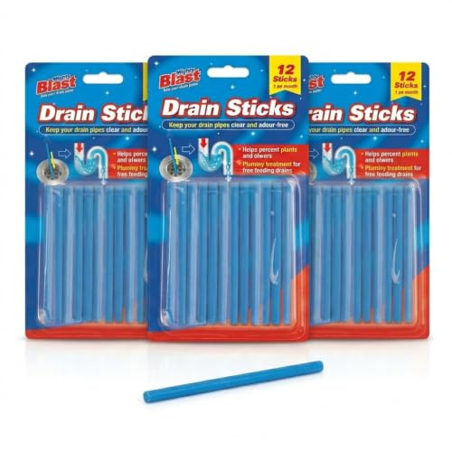 Drain Sticks Enzymatic Drain Cleaner Sink Drain Cleaner Shower Drain Cleaner Plughole Sticks Drain Unblocker Bathroom Kitchen Bathtub Hair Grease Fat Food Residue Odor Remover 36 Sticks 3 Pack