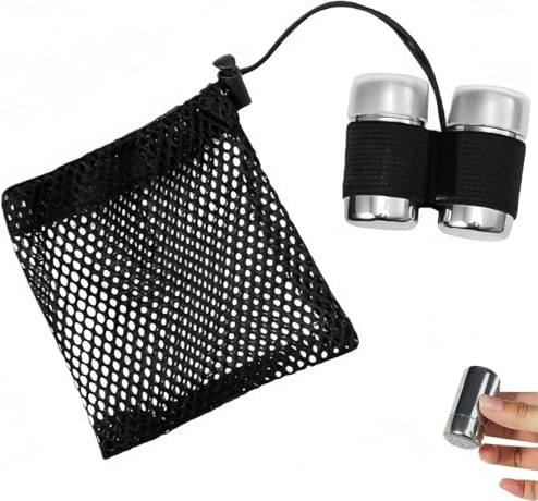 Rayakt Mini Salt and Pepper Shakers Set, 2Pcs Stainless Steel Travel Condiment Set with Carrying Pouch, Leakproof Spice Containers for Kitchen, Camping, Hiking, BBQ, Picnic, Outdoor Cooking (Silver)