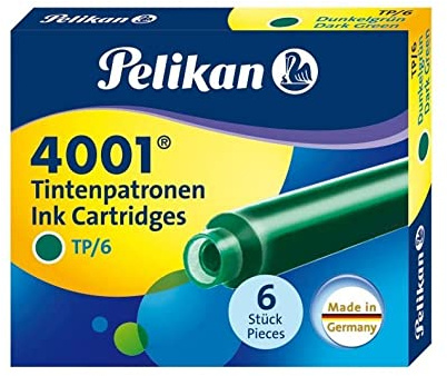 Pelikan Tintenpatrone - Paquete de 6 recambios para bolígrafos y plumas, verde