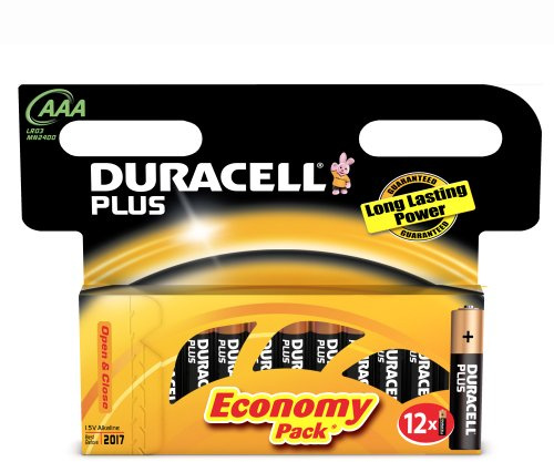 Duracell Plus Alkaline AAA Batteries Pack of 8 & 4 Free MN2400 12 Batteries in Total