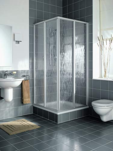 Kermi Nova 2000 Eckeinstiegshälfte, 2-teilig silber matt; Kunst Fontana Glas;...
