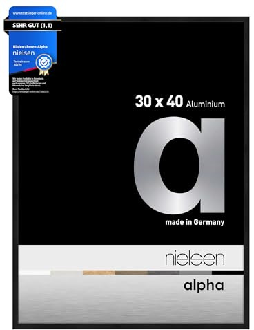 nielsen Alpha Matt Black Aluminium Picture Frame - 30x40cm - with Float Glass and Easy Push-Turn Clips - For Photos and Art