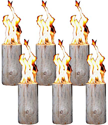 Hoyo Technology GmbH Schwedenfeuer 6 Stück Baumfackel Finnenfackel Gartenfackel Fackel H 35 cm D 14-20 cm