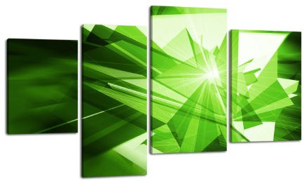 wandmotiv24 Leinwandbild Grüne Dynamik LW348 Wandbild, Bild auf Leinwand, 4 Teile, 180x115cm, Kunstdruck Canvas, XXL Bilder, Keilrahmenbild, fertig aufgespannt, Bild, Holzrahmen, Technik, Bunt, Sound