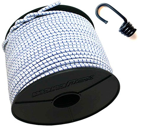 Seilwelt 8mm Expanderseil 20m Gummiseil + 20 Spiralhaken Gummileine Planenseil Seil Plane in Weiss Blau