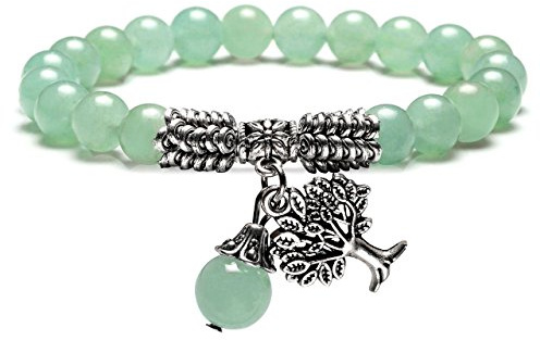 JSDDE Tree of Life Stretch Bracelet Reiki Healing Crystal Gemstone Beads Bracelet, Birthstone Lucky Stone Jewelry(6.2)