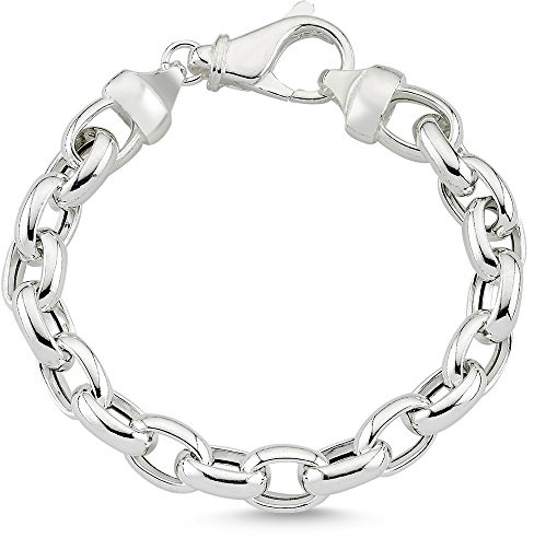 Vinani Armband Fiorentina Design massiv beweglich längliche Glieder Ösen robust glänzend 20 cm Sterling Silber 925 Italien 2AB6