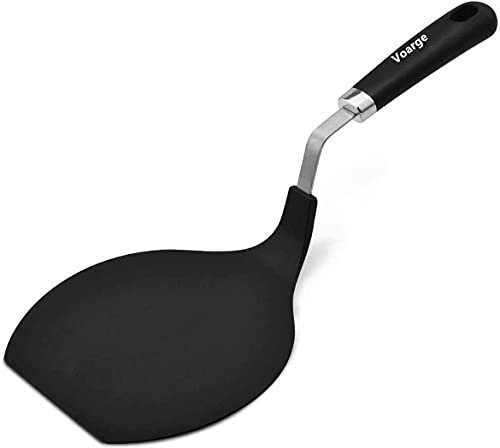 Voarge Pizza Turner Lifter hitzebeständig Pancake Pfannenwender, Pfannkuchenwender mit Funktionsteil Kunststoff für beschichtete Töpfe und Pfannen, Schwarz