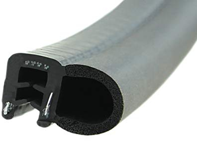 SMI-Dichtungsprofil DS26 für 1-3mm EPDM Moosgummi/Vollgummi mit Stahleinlage selbstklemmend ohne Kleber - Kantenschutz mit Dichtung seitlich, Kantenschutzdichtprofil für Auto, Kofferraum (5 m)