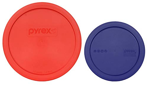 Pyrex (1) 323-PC Rouge 1,5 qt (1) 322-PC Bol mélangeur couvercle en plastique bleu, fabriqué aux États-Unis