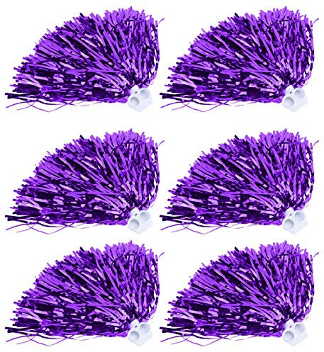 Demeras 6 Stück Cheerleader Pom Poms für Schulmannschaft Cheer Sports Party Tanzzubehör 7 Farben(Lila)