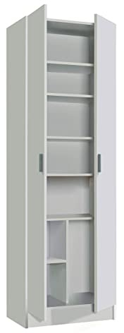 Dmora - Armadio multiuso 2 ante Portsmouth, Mobile ausiliario, Guardaroba porta scarpe moderno, Scarpiera verticale, 59x37h180 cm, Bianco
