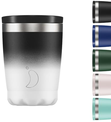 Chilly's Original Kaffeebecher - Reise-Thermo-Tasse für kalte und heiße Getränke - Mehrwegbecher mit Deckel - Doppelwandig und Vakuumisoliert - Edelstahl - 340ml - Monochromer Farbverlauf
