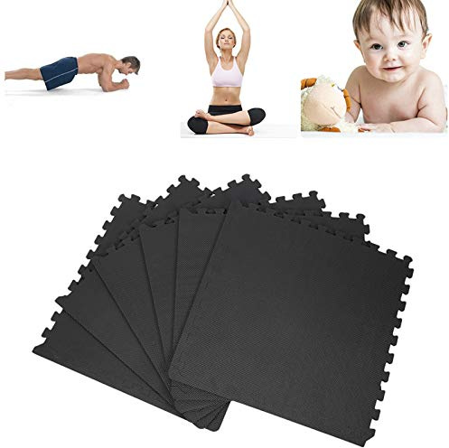 Yizhe Schutzmatte, Puzzlematte, Sportmatte Zu Hause, Fitnessmatte, Bodenzmatte, Schwarz Matte Eva Matte, 6 stück jeder Stück63 x 63 x 1,2 cm