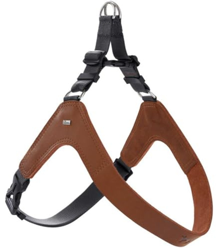 HUNTER Dimaro Hundegeschirr | Rindsleder, Step-in Geschirr, verstellbar, Made in Germany, Farbe: Cognac, Größe: S-M