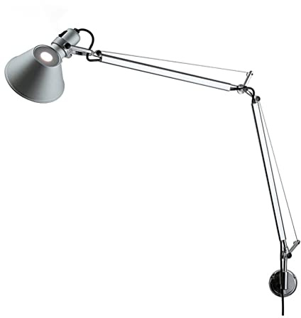 OOWOKS Verstellbare lange Schwenkarm-Wandlampen Nachttischlampe Moderne Innen Wandleuchte Leselampe E27 Mit Stecker Wandmontierte Metall-Wandleuchtung für Wohnzimmer Schlafzimmer lernen,Silber