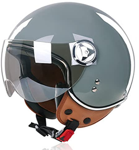 Mezzo Casco Moto retrò, Caschi Demi-Jet da Moto retrò ECE DOT Omologato, Casco 3/4 Mezzo Guscio Moto Vintage, Mezzo Casco Scodella con Parasole, metà Aperto Faccia Casco del Motociclo per Adult