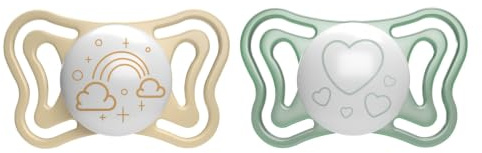 Chicco PhysioForma Light Chupete 2-6 M, para Recién Nacido Chupetes con Pezón Suave de Silicona, Ayuda a la Respiración Fisiológica y Favorece Desarrollo Correcto de la Boca, Brilla en la Noche, 2 pz