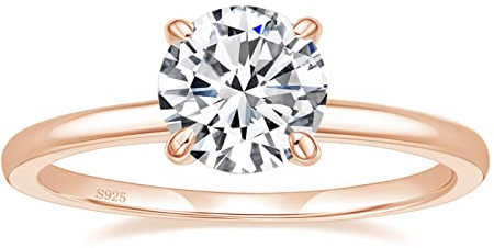 Titaniumcentral Ringe Damen Silber 925 Rosegold Gold Solitärring 1,5CT Rund Zirkonia Verlobungsringe Versprechen Heiratsantrag Ring