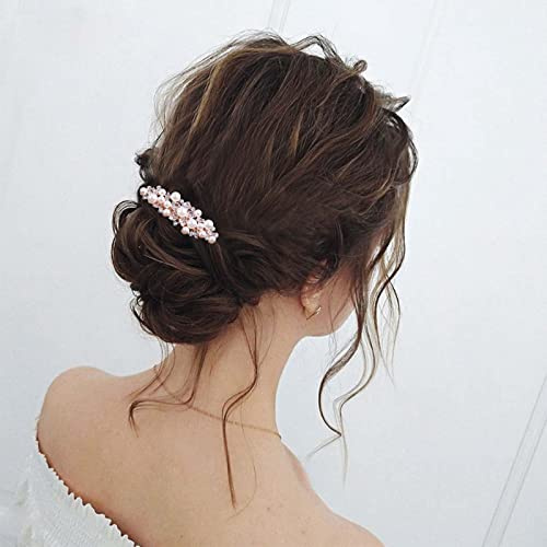 Wendalern Braut Haarspange Perle Strass Haarspange Kristall Glänzend Kopfhörer Gold Strass Hochzeit Haarschmuck für Frauen Mädchen