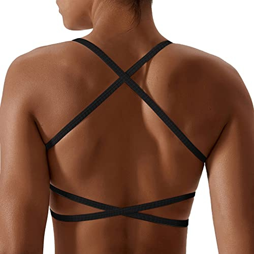 Litthing Femme Soutiens-Gorge de Sport Dos Croisé Brassière Rembourré sans Armature Bralette Sexy Athletic Bralettes Sexy Crop Top sans Dos pour Jogging Fitness Yoga