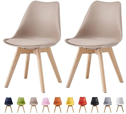mcc direct Esszimmerstühle im 2er Set, Küchenstühle, Bürostühle, Designer Schalenstuhl, Eva (Braun)