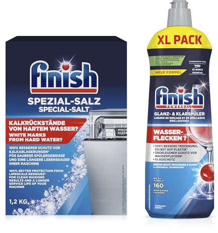 Finish Spülmaschinenpflege SET, Klarspüler 800ml & Spezial Salz 1,2 Kg