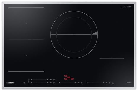 Samsung Autarkes Induktionskochfeld, 80 cm große Herdplatte, Slim Fit, Sensortasten mit Slider, Wi-Fi-Steuerung, Flex Zone, NZ84C5047HK/U1
