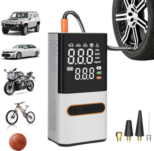 Kairiyard Compresseur à Air Portatif, Mini 4000mAh Gonfleur Pneus Voiture Pompe a Velo Compresseur de Voiture écran LCD Numérique, 150PSI Type-C Charge avec Lampe LED.